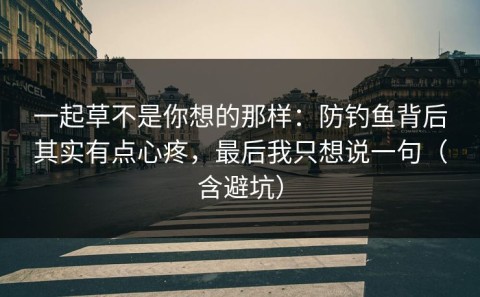 一起草不是你想的那样：防钓鱼背后其实有点心疼，最后我只想说一句（含避坑）