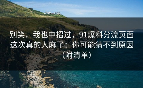 别笑，我也中招过，91爆料分流页面这次真的人麻了：你可能猜不到原因（附清单）