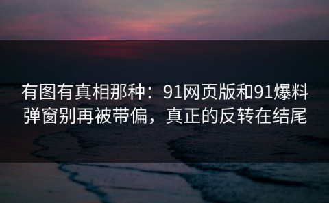 有图有真相那种：91网页版和91爆料弹窗别再被带偏，真正的反转在结尾