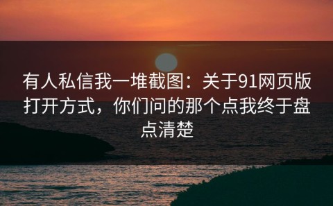 有人私信我一堆截图：关于91网页版打开方式，你们问的那个点我终于盘点清楚