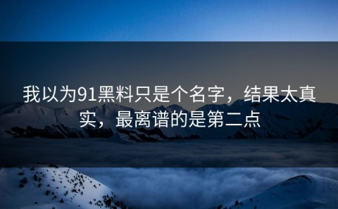 我以为91黑料只是个名字，结果太真实，最离谱的是第二点