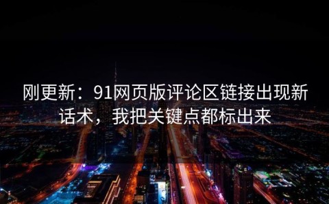 刚更新：91网页版评论区链接出现新话术，我把关键点都标出来
