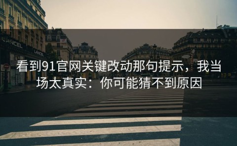 看到91官网关键改动那句提示，我当场太真实：你可能猜不到原因