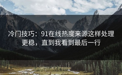 冷门技巧：91在线热度来源这样处理更稳，直到我看到最后一行