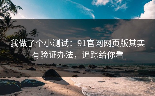 我做了个小测试：91官网网页版其实有验证办法，追踪给你看