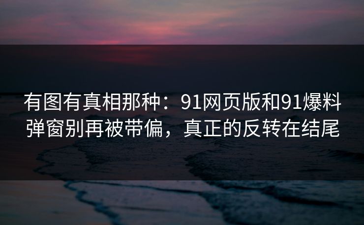 有图有真相那种：91网页版和91爆料弹窗别再被带偏，真正的反转在结尾