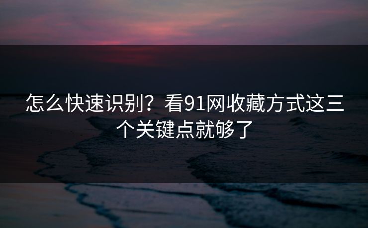 怎么快速识别？看91网收藏方式这三个关键点就够了