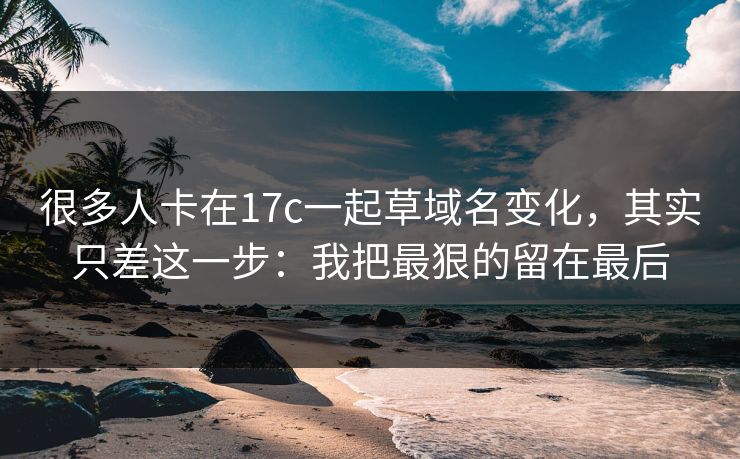 很多人卡在17c一起草域名变化，其实只差这一步：我把最狠的留在最后