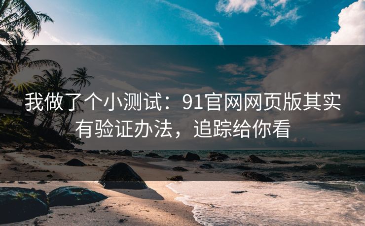 我做了个小测试：91官网网页版其实有验证办法，追踪给你看